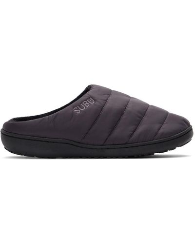 SUBU Grey Quilted Slippers - Black