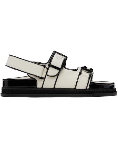 Jimmy Choo Elyn Flat Linen And Leather Sandals - White