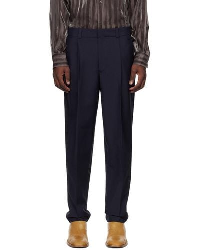 Acne Studios Navy Tailored Trousers - Blue