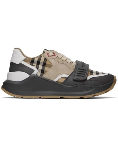 Burberry Vintage Check Canvas & Suede Trainer - Natural