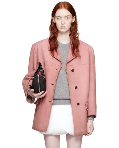 Prada Waxed Leather Jacket - Pink