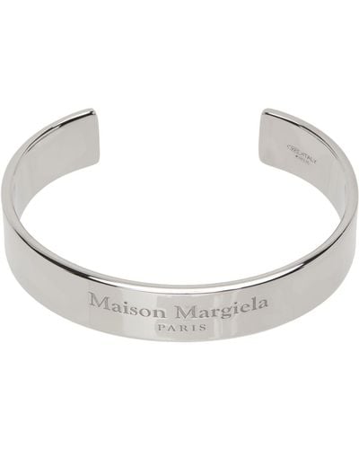 Maison Margiela シルバー エングレーブ カフブレスレット - ブラック
