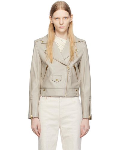 Mackage Beige Baya Leather Jacket - Natural