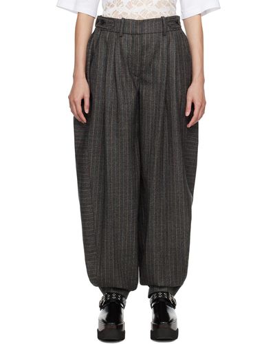 Stella McCartney Pantalon gris à rayures fines - Noir
