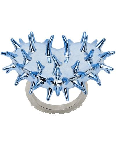 Hugo Kreit Ssense Exclusive Spiky Heart Ring - Blue