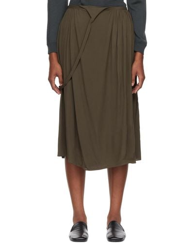 Lemaire Khaki Soft Apron Midi Skirt - Multicolour