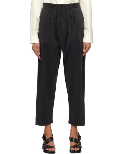 Lemaire Grey Soft Pleated Trousers - Black