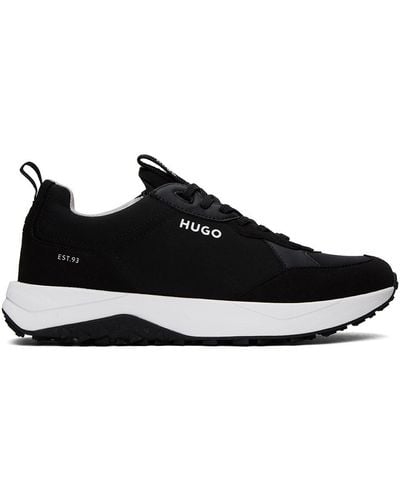 HUGO Black Mixed Material Sneakers