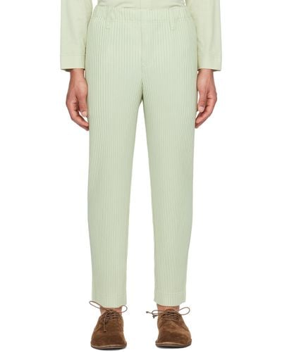 Homme Plissé Issey Miyake Homme Plissé Issey Miyake Green Tailored Pleats 1 Trousers - White