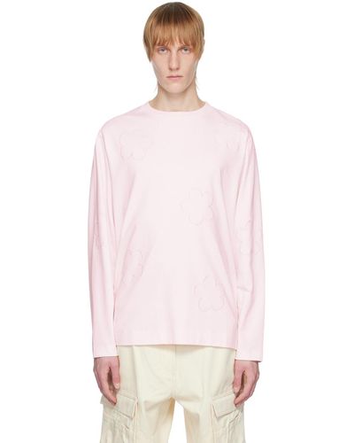 Simone Rocha T-shirt à manches longues rose à broderies