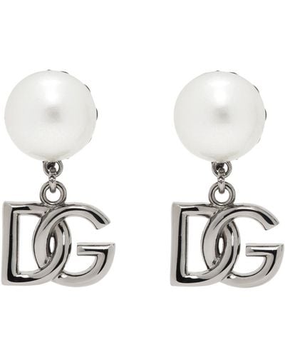 Dolce & Gabbana Boucles d'oreilles à clip gris acier à logo dg - Noir