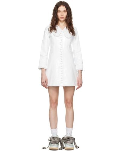 ERL White Buttoned Leather Minidress - Black