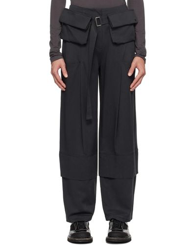 Low Classic Pantalon cargo gris à ceinture - Noir