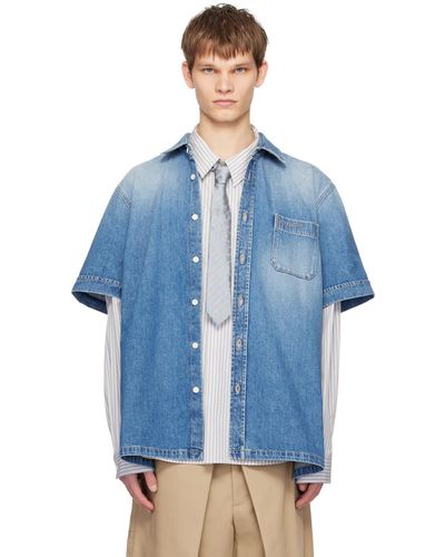 Givenchy Chemise bleue en denim à effet délavé