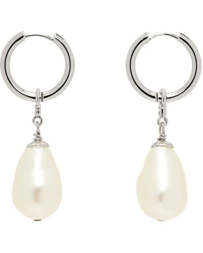 Dolce & Gabbana Boucles d'oreilles pendantes argenté et blanc à perle artificielle