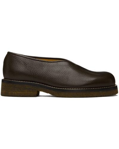 Lemaire Brown Piped Loafers - Black