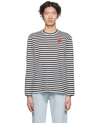 COMME DES GARÇONS PLAY Striped long-sleeve T-shirt - Noir