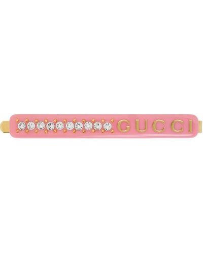 Gucci クリスタル ヘアクリップ - ピンク