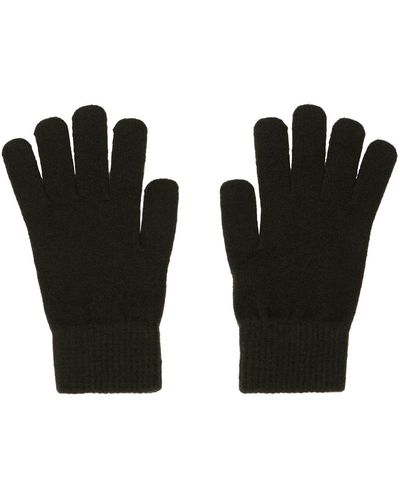 Yves Salomon Khaki Ribbed Gloves - Black