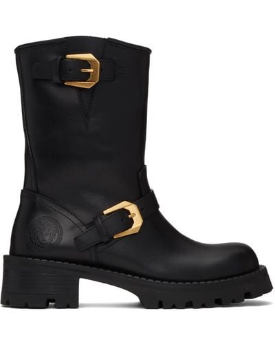 Versace Black Buckled Boots