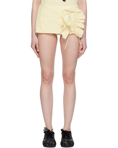 Pushbutton Mini jupe-short jaune - Blanc