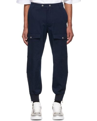 Alexander McQueen Navy Cotton Cargo Trousers - Blue