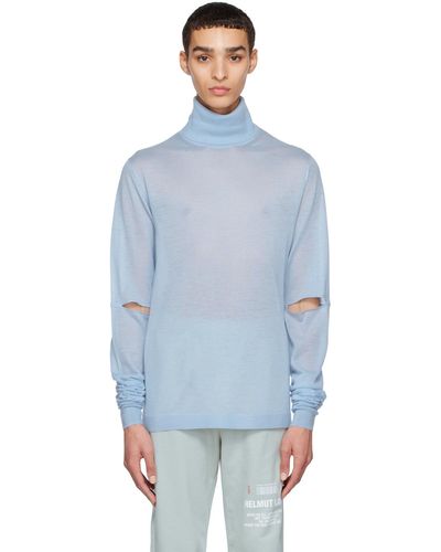 Helmut Lang Blue Cut Out Turtleneck