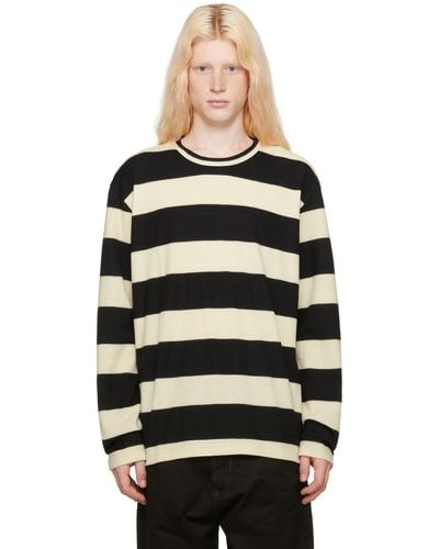 Junya Watanabe Black & Off-white Striped Long Sleeve T-shirt