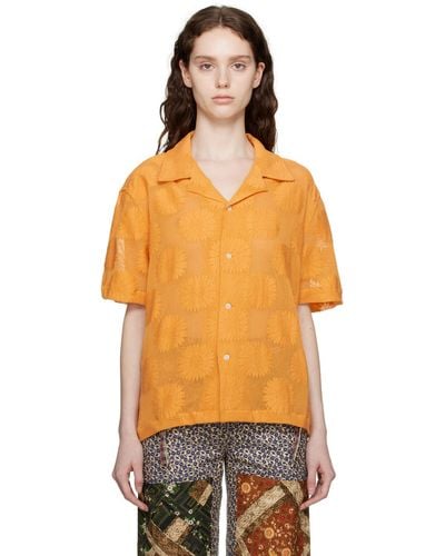 Bode Orange Sunflower Shirt