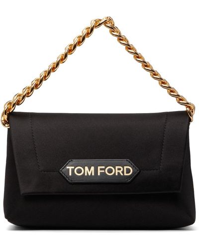 Tom Ford Mini sac en satin à chaîne - Noir