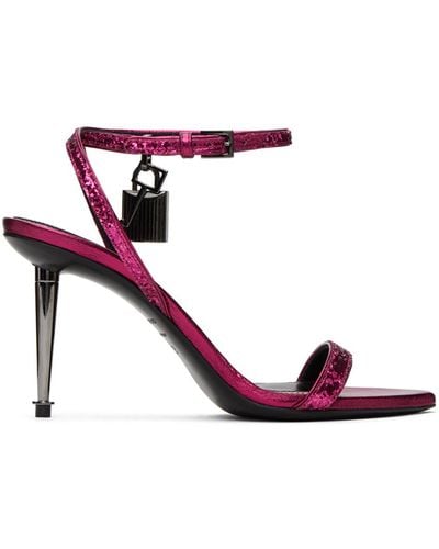 Tom Ford Pink Padlock Pointy Naked Heeled Sandals - Black