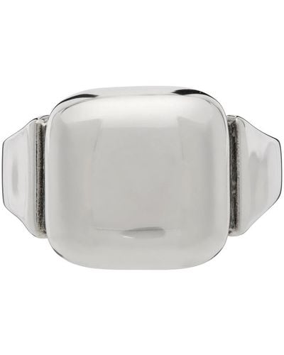 Bottega Veneta Silver Signet Ring - Gray