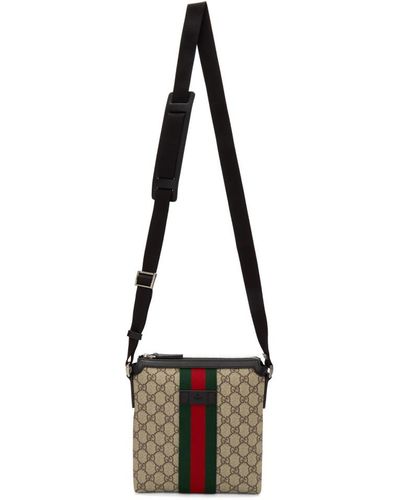 Gucci Beige GG Supreme Flat Messenger Bag - Natural