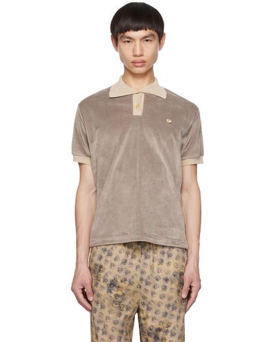 Acne Studios Taupe Floral Polo - Multicolour