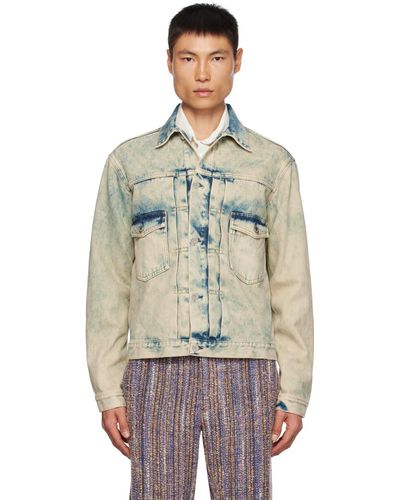 Séfr Blouson elu bleu en denim - Multicolore