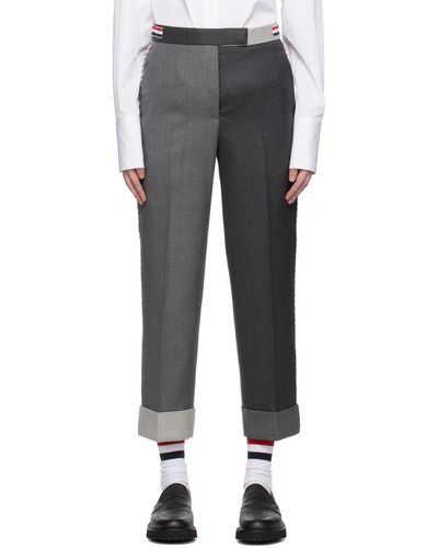 Thom Browne Grey Panelled Trousers - Black