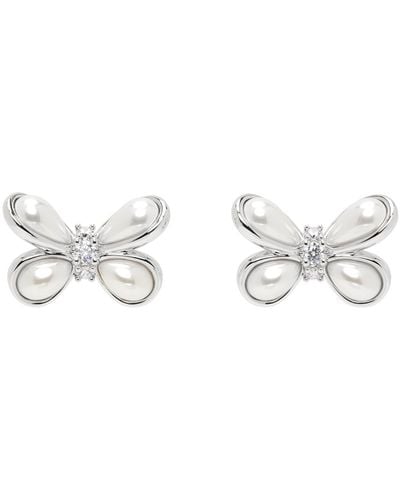 ShuShu/Tong Yvmin Edition Large Pearl Butterfly Flower Earrings - Black