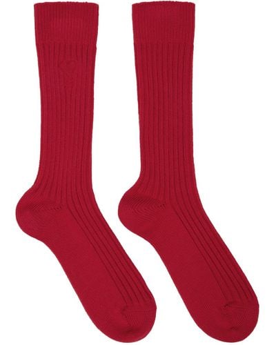 Ami Paris Ami De Cœur Socks - Red
