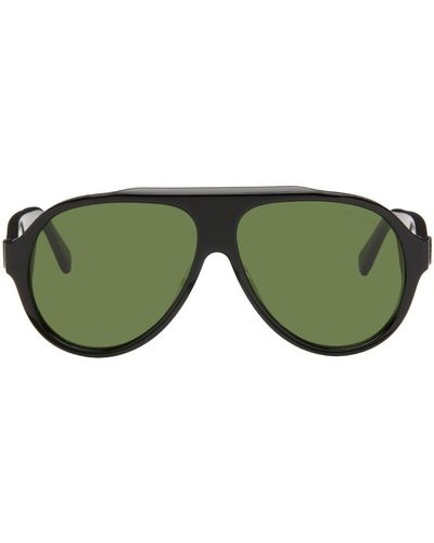 Moncler Lunettes de soleil aviateur noires - Vert