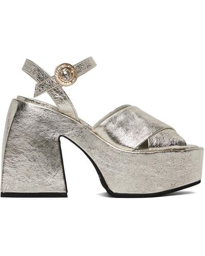 NODALETO Silver Joni Heeled Sandals - Grey