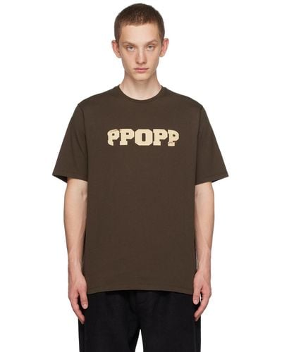 Pop Trading Co. ブラウン ロゴプリント Tシャツ - ブラック