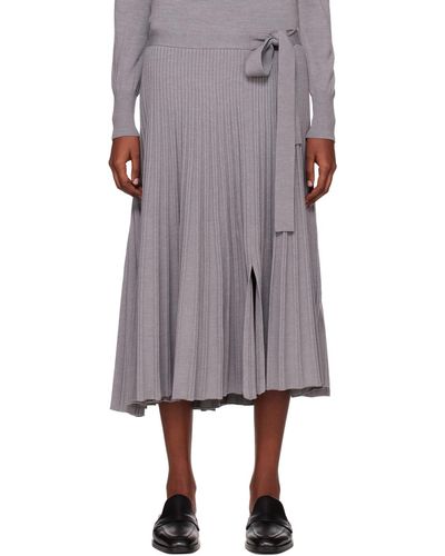 3.1 Phillip Lim Grey Belted Midi Skirt - Multicolour