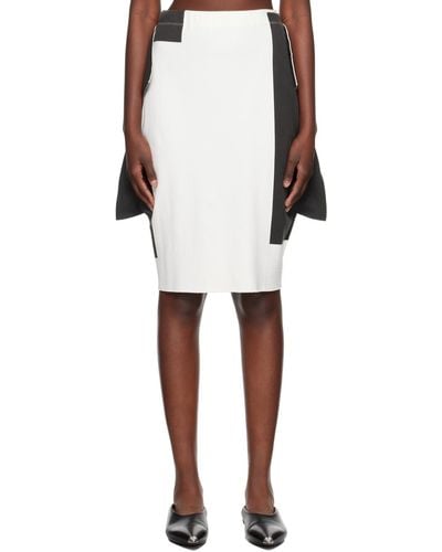 Issey Miyake White & Gray Rectilinear Midi Skirt