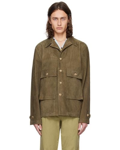 Paul Smith Printed Leather Jacket - Green