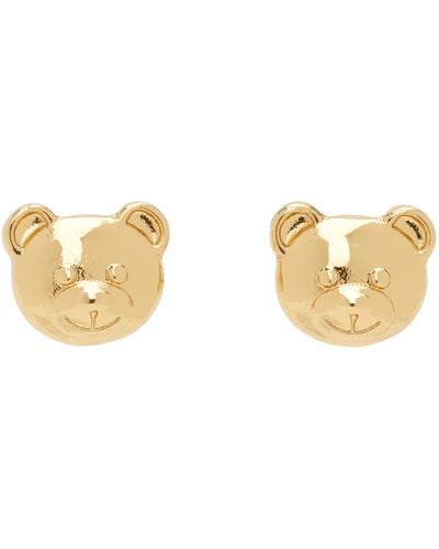 Moschino Gold Teddy Bear Small Earrings - Black