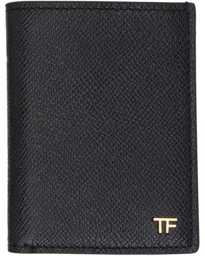 Tom Ford Small Grain Leather Folding Card Holder - Black