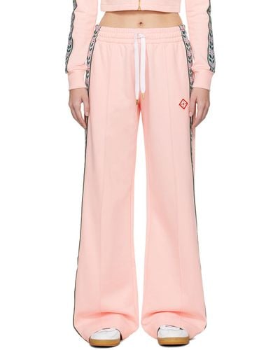 Casablancabrand Pantalon de survêtement rose à garnitures à feuilles de laurier