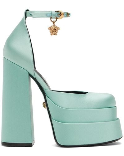 Versace Blue Medusa Aevitas Platform Heels - Green