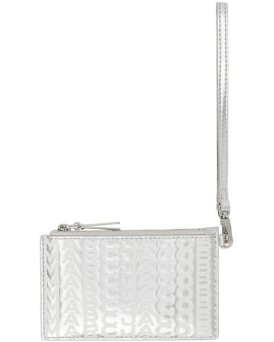 Marc Jacobs Silver 'the Leather Top Zip Wristlet' Wallet - White
