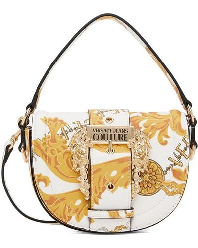 Versace White & Gold Chain Couture Bag - Metallic